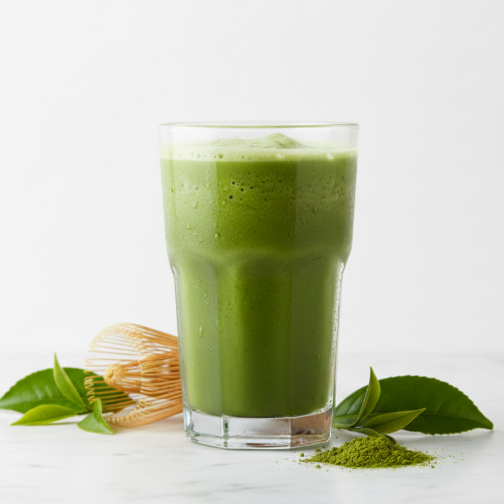 Matcha drink in a glass