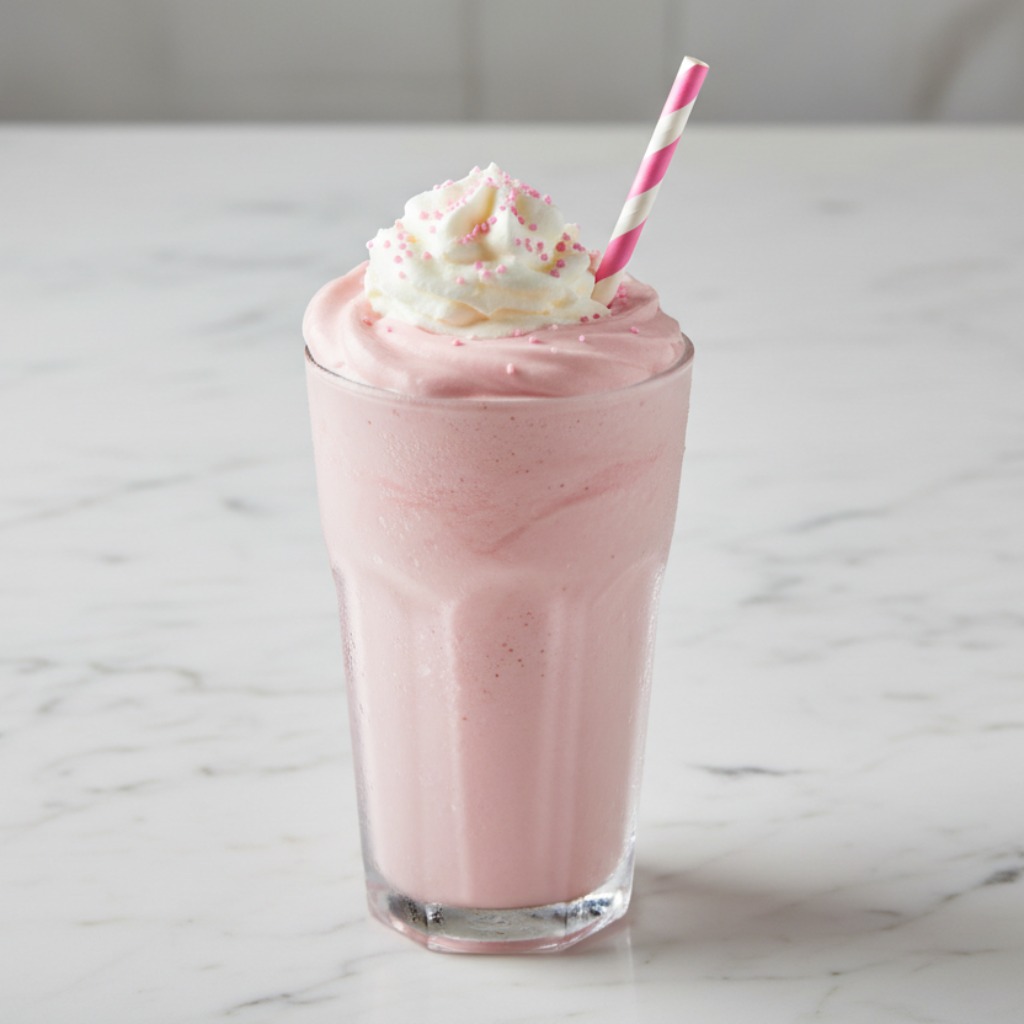 pink shake in a glass